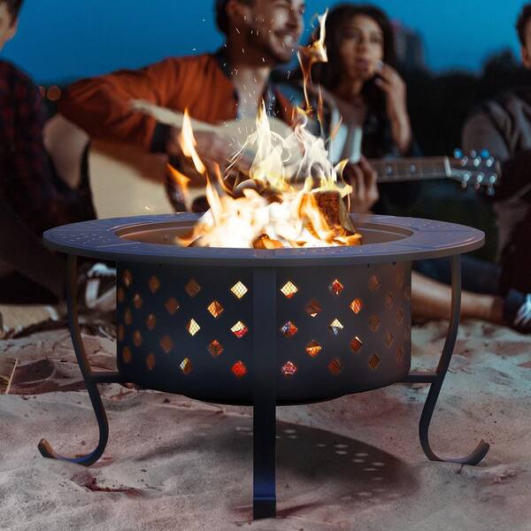 Sizzim 36 in. Outdoor Wood Burning Fire Pit with 2 Grills