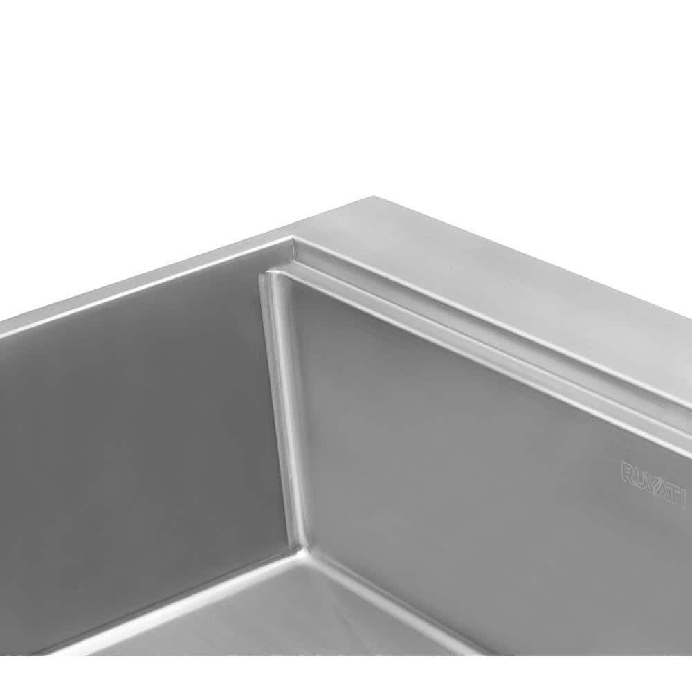 Ruvati 25" Stainless Steel Workstation Kitchen Sink with Wood Cutting Board