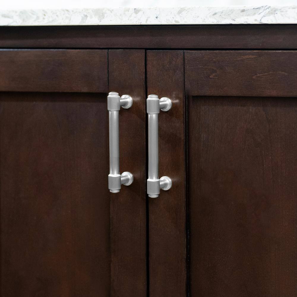 Satin Nickel Brushed Bar Cabinet Pulls with Mounting Hardware