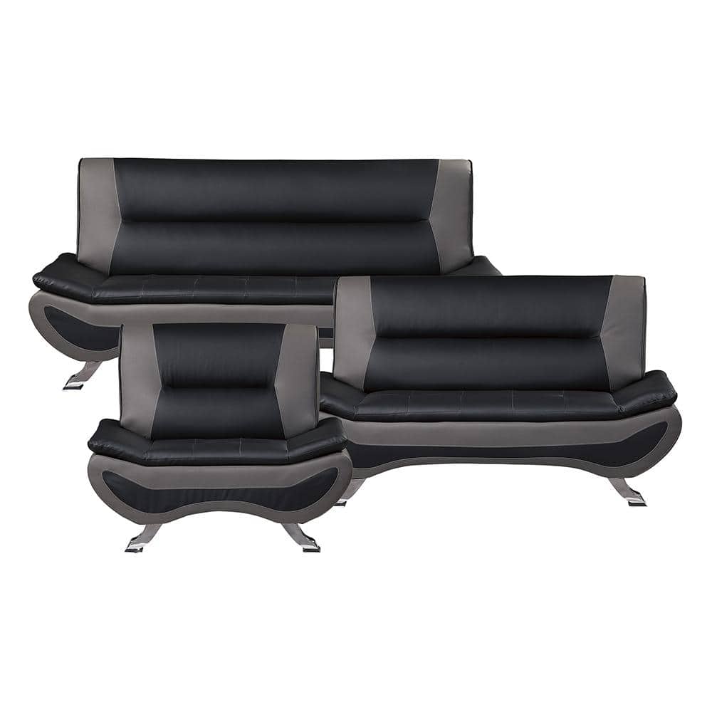 Emerson 77.5 in. W. Armless Faux Leather Rectangle 3-Piece Living Room Sofa