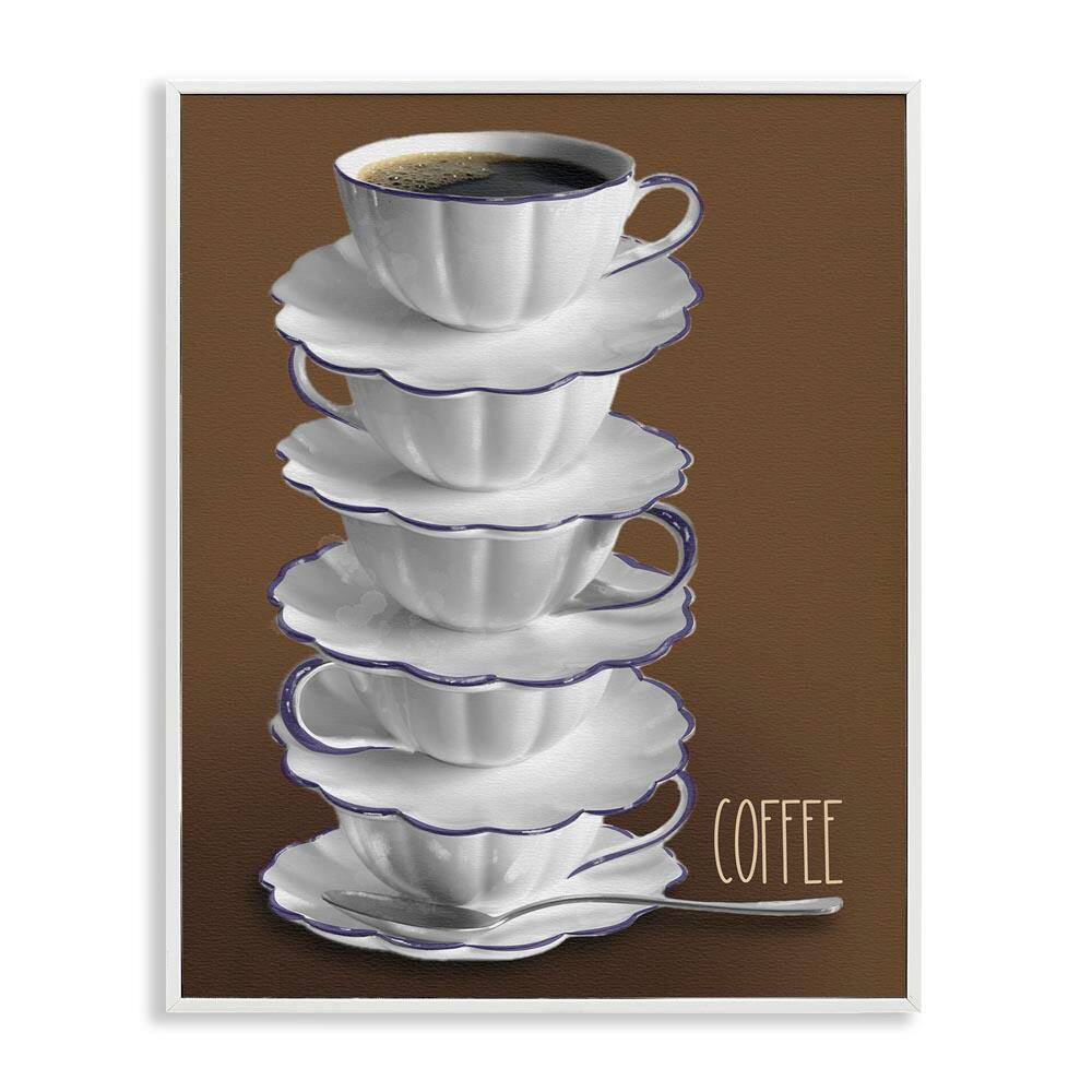 Stacked Teacups with Coffee by Matthew Piotrowicz White Framed Food Giclee Art Print 14 in. x 11 in. price history on PriceWatchPro