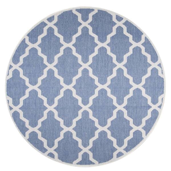 nuLOOM Machine Made Gina Outdoor Moroccan Trellis Blue 6 ft. x 6 ft. Round Area Rug