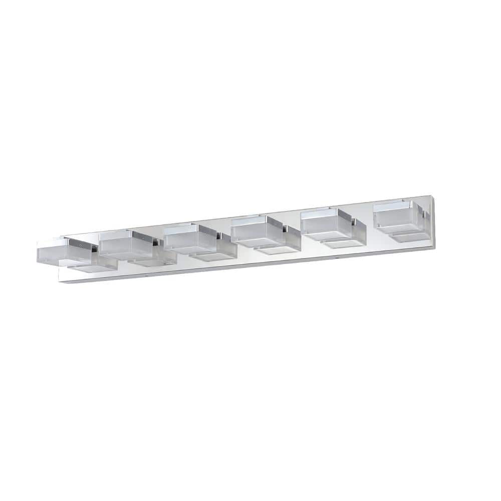 38.2 in. 6-Lights Chrome Integrated LED Vanity Light Bar with Frosted Acryl