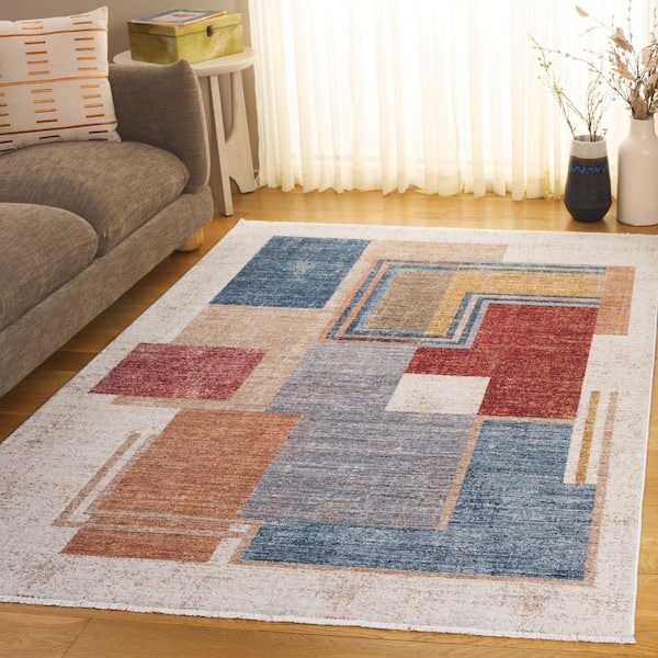 Forum 9 ft. x 13 ft. Ivory/Rust Gray Abstract Geometric Area Rug