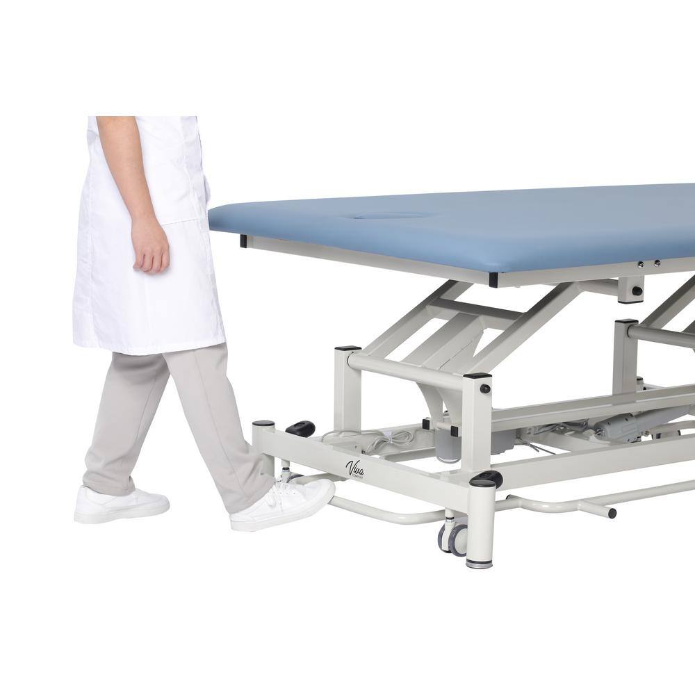 Adjustable Blue Leather and Steel Therapy Table