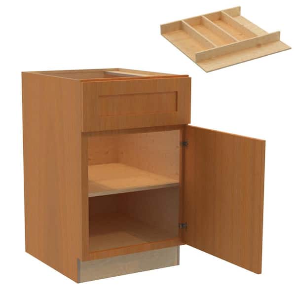 Home Decorators Collection Newport 21 in. W x 24 in. D x 34.5 in. H Assembled Plywood Base Kitchen Cabinet in Cinnamon with Utility Soft Close RH