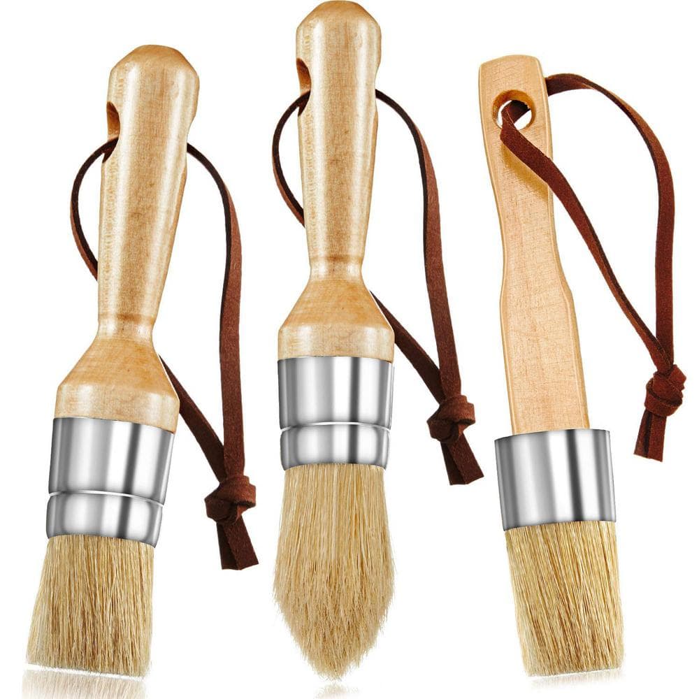 4-Piece Professional Stencil Brush Set - Natural Bristle