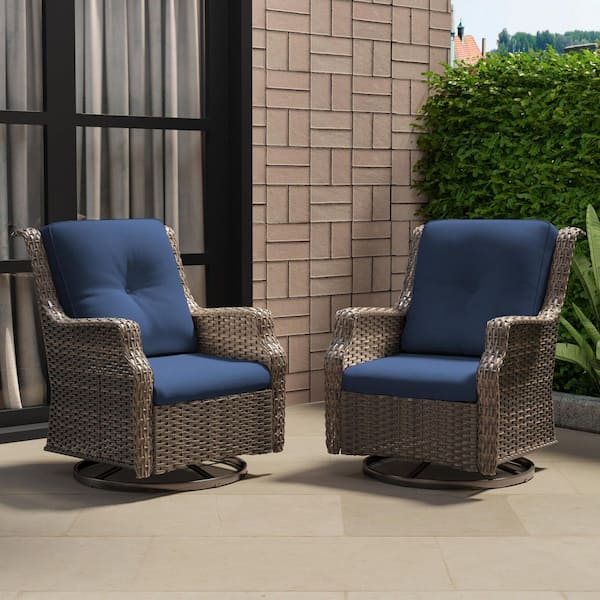 INMITOM 2-Piece Outdoor Patio Wicker Lounge Chair Swivel
