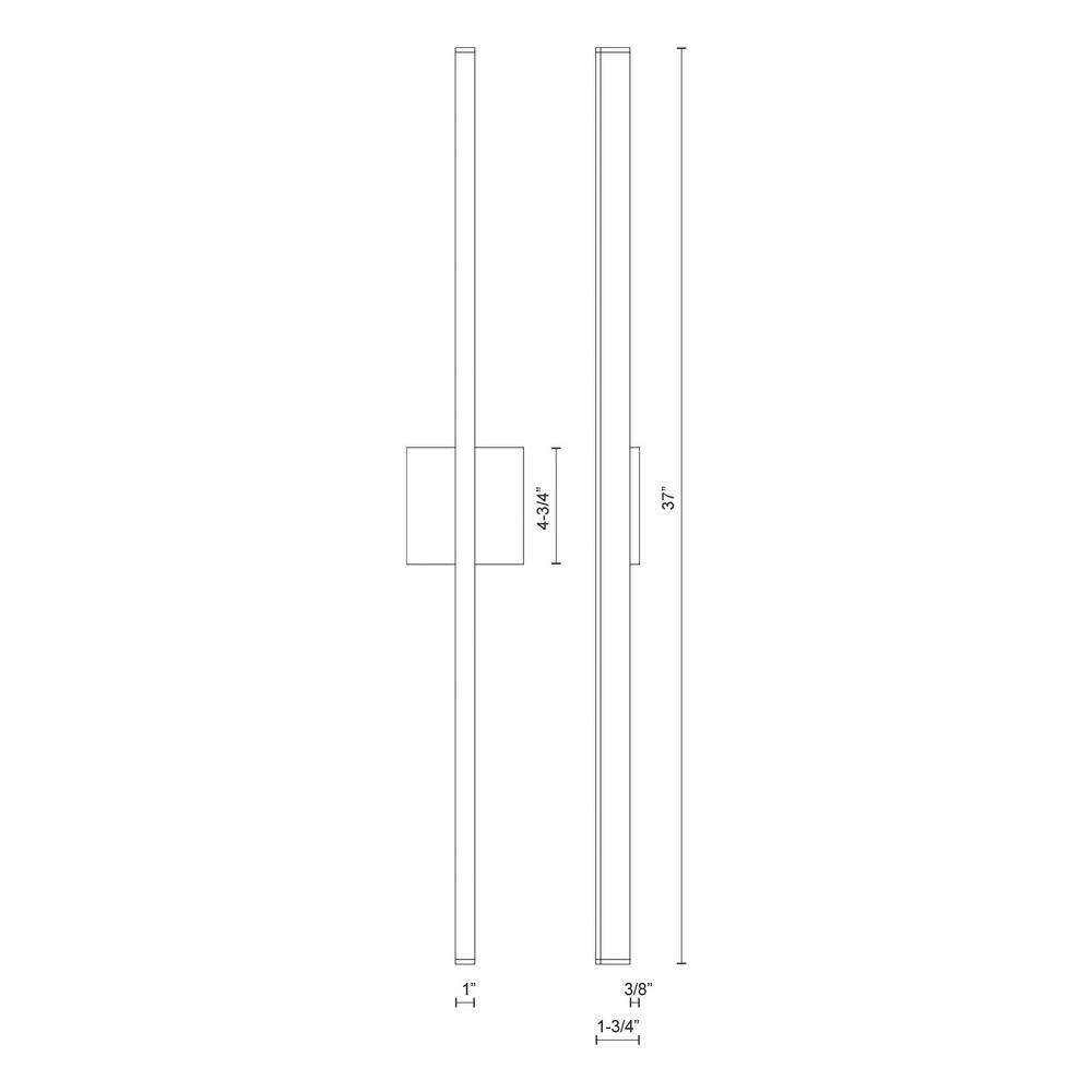 Vega 37" White Aluminum LED Dimmable Wallchiere