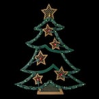 17.75 in. Lighted Christmas Tree with Stars Window Silhouette