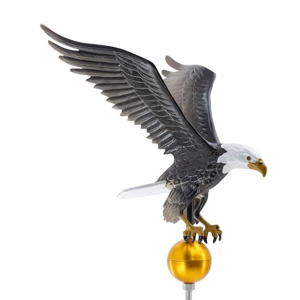 18" Aluminum Flagpole Eagle - Natural Color with Gold Globe