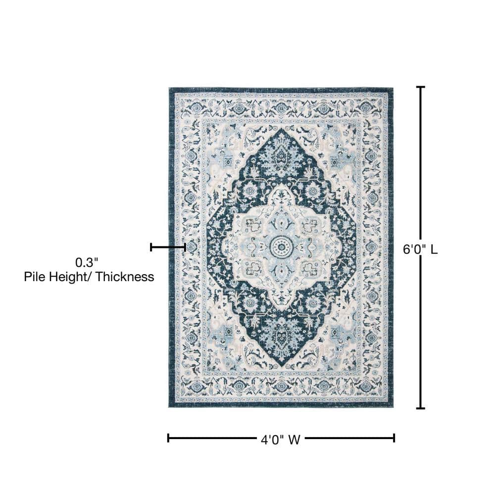 Elegance in Gray 47" Round Synthetic Stain-Resistant Area Rug