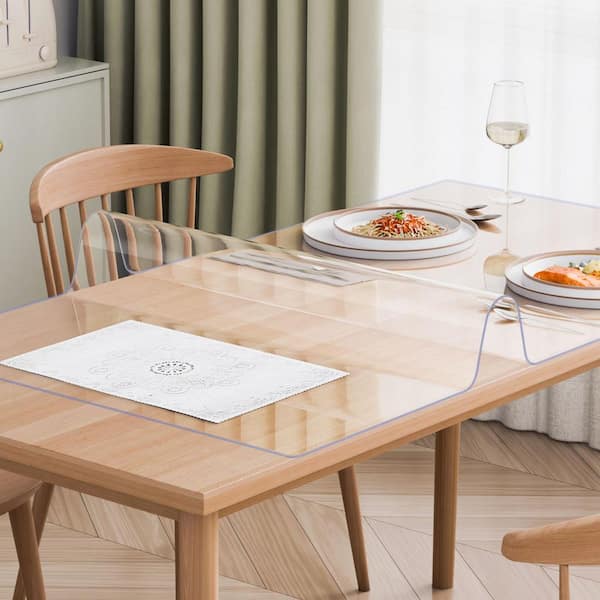 Plastic Table Cover, 40 x 80 in. 2.0 mm Thick Clear Table Protector, Rectangle PVC Desk Mat, Waterproof & Easy Cleaning