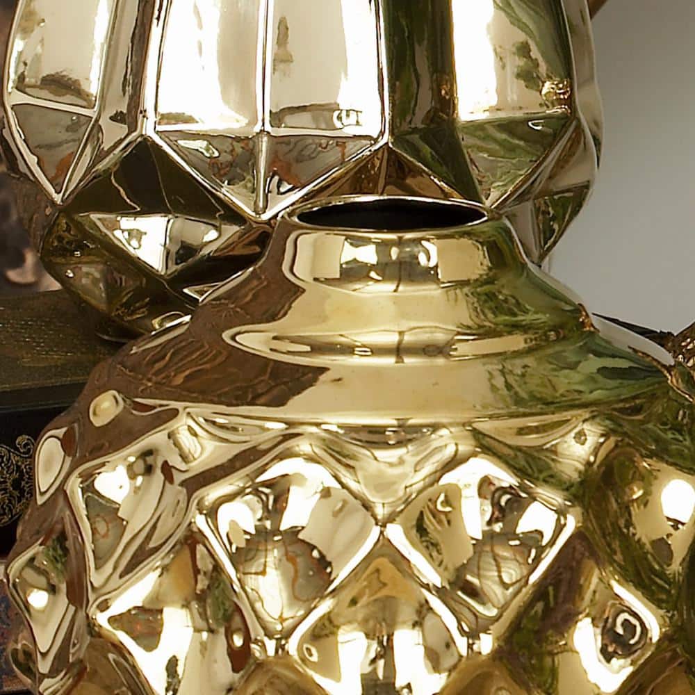 Gold Ceramic Decorative Vases with Varying Patterns, Set of 3