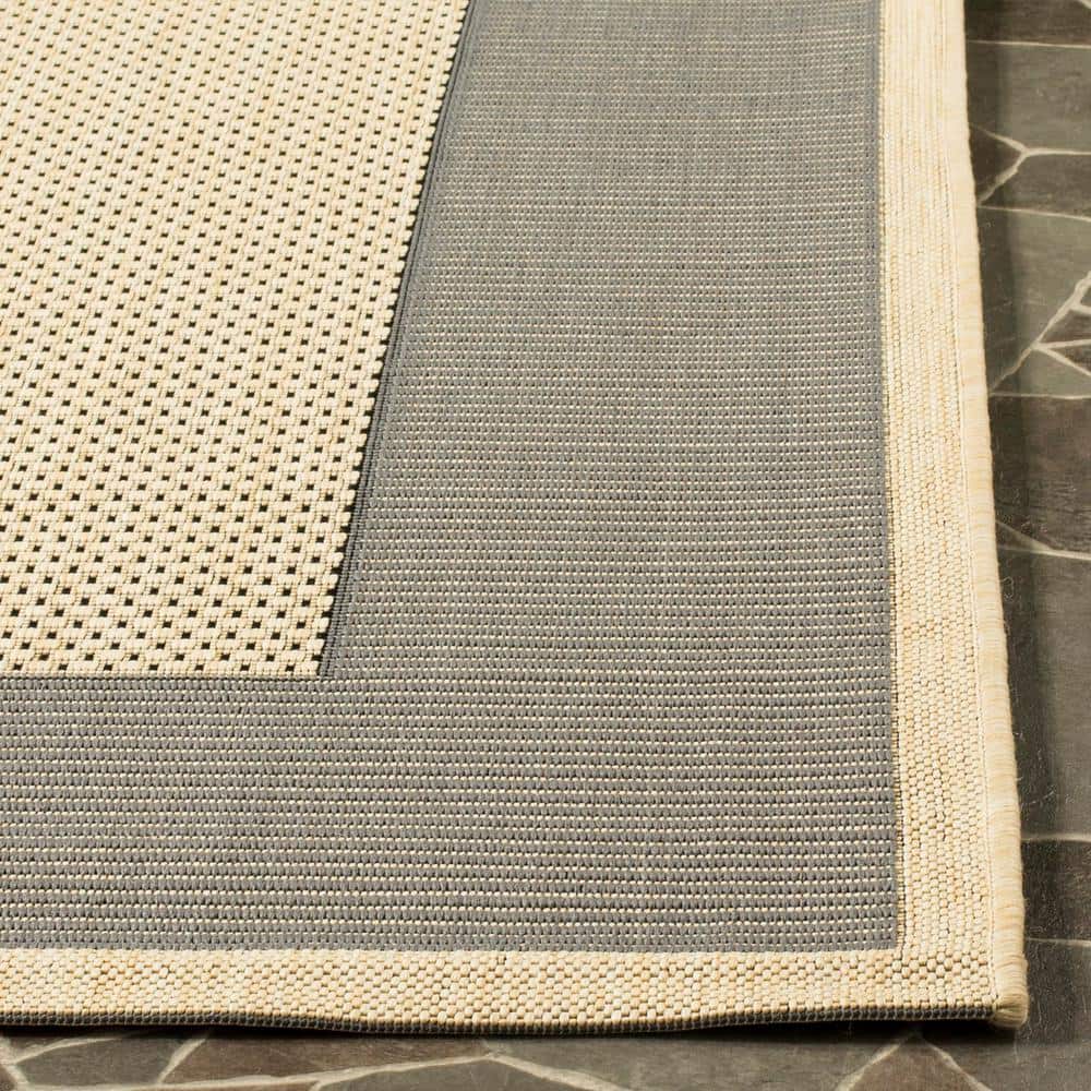 Gray Rectangular Flat Woven Synthetic 5' x 7' Indoor/Outdoor Rug