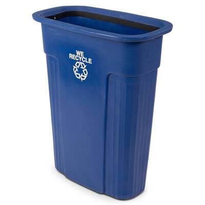 Slimline 23 Gal. Blue Rectangular Recycle Container with Recycle Symbol
