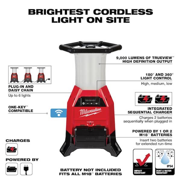 Milwaukee M18 ONE-KEY 18-Volt Lithium-Ion Cordless RADIUS Site Light and Charger (Tool-Only)