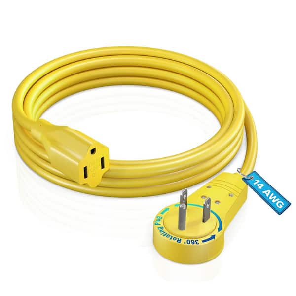 6 ft. 16/3 Light Duty Indoor Extension Cord with 360-Degree Rotating Flat Plug 13 Amp, Yellow