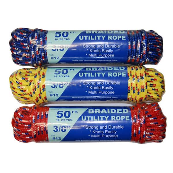 T.W. Evans Cordage 3/8 in. x 50 ft. Braided Utility Rope 9901 - The Home  Depot