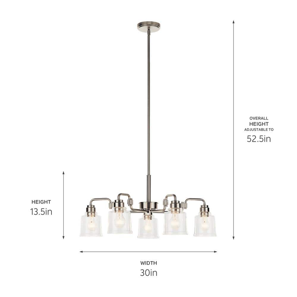 Aivian 30'' Industrial-Style Brushed Nickel 5-Light Chandelier