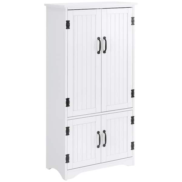 48.5 in. Wood Pantry Organizer with 4 Doors and 3 Shelves in White