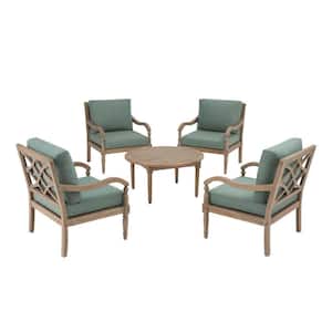 Lakewood 5-Piece Eucalyptus Patio Chat Set with Spa Cushions