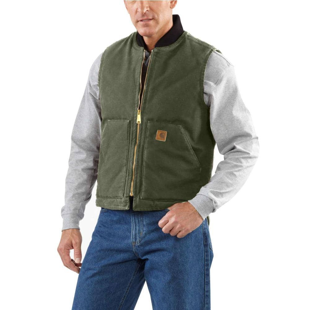 Carhartt Men s X Large Moss Cotton Sandstone Vest Arctic Quilt Lined V02 MOS The Home Depot