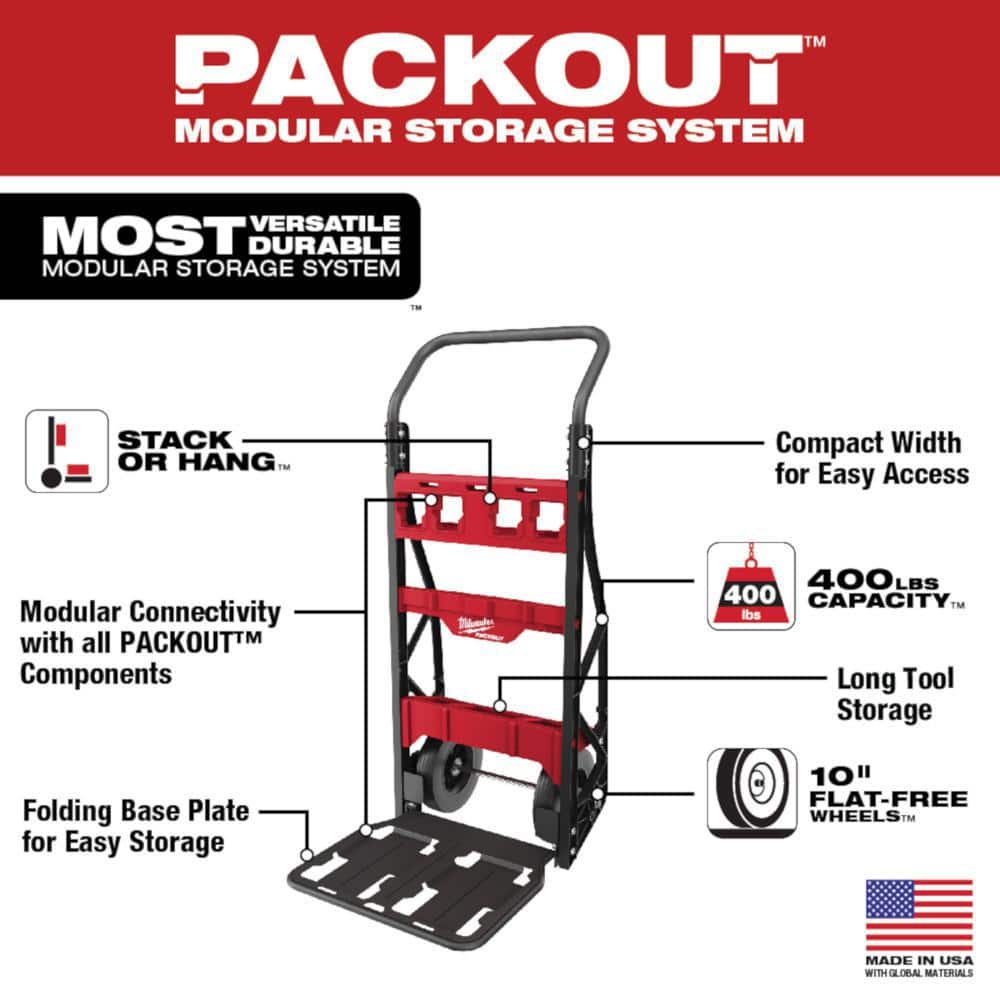 Milwaukee Black and Red Folding 2-Wheel Metal Cart