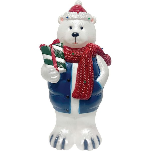 30 in. x 11.8 in. Pre-Lit LED Polar Bear Christmas Blow Mold