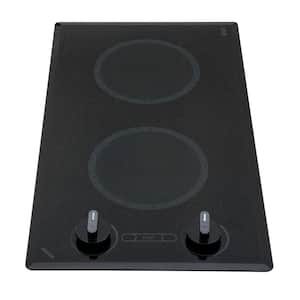Mediterranean Series 12 in. Smooth Glass Radiant Electric Cooktop in Black with 2 Elements