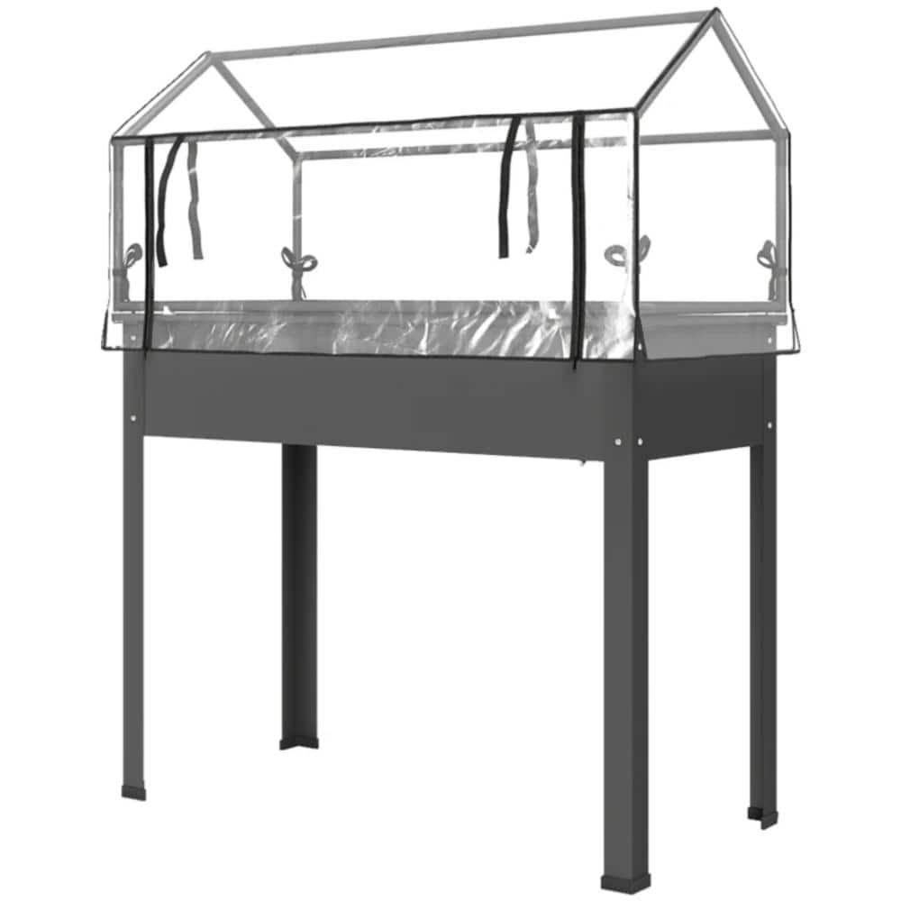 Dark Gray Metal Raised Garden Bed with Greenhouse Cover for Outdoor (40 in. L x 19 in. W x 49 in. H) price history on PriceWatchPro