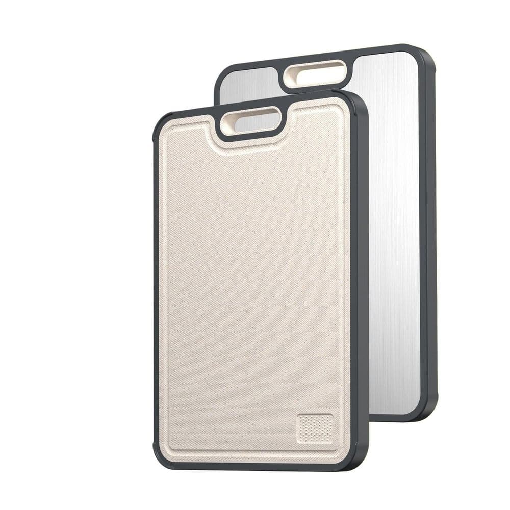 2 IN 1 15 in. x 10.3 in. Silver Titanium Cutting Board Set, Double Sided Chopping Board, Non-Porous, Easy to Clean price history on PriceWatchPro