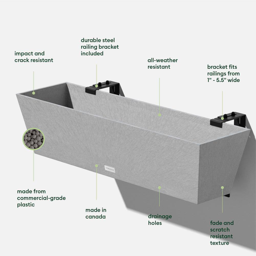 Gray 36" Recycled Plastic Railing Planter