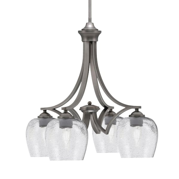 Unbranded Clevelend 4-Light Graphite Chandelier, Round Chandelier with 6 in. Smoke Bubble Glass Shades, No bulbs included