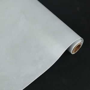 2-Rolls Light Gray Marble Grain Matte PVC Peel and Stick Wallpaper Roll, Table, Kitchen, Bathroom(Covers 25.8 sq. ft. )