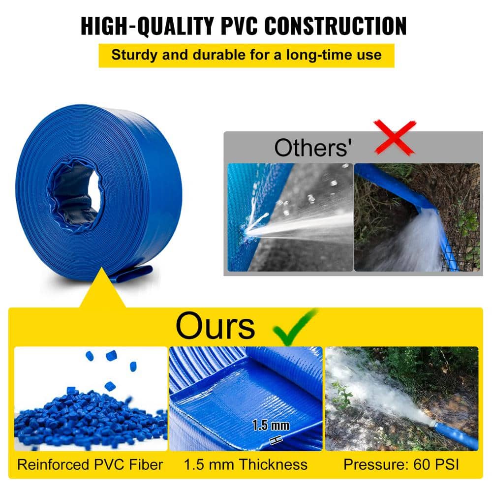 Blue 105 ft Heavy Duty PVC Pool Backwash Hose