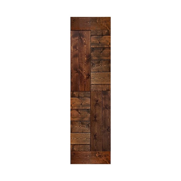 ISLIFE S Series 24 in. x 84 in. Dark Walnut Finished DIY Solid Wood Sliding Barn Door Slab - Hardware Kit Not Included