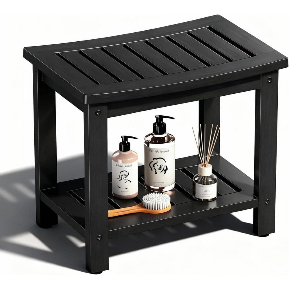 Black Poly Lumber 18.4 in. Shower Seats Shower Bench with Storage Shelf price history on PriceWatchPro