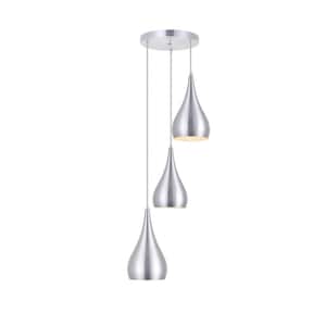 Timeless Home 14.5 in. 3-Light Burnished Nickel Pendant Light, Bulbs Not Included