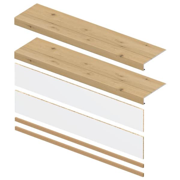 Westminster Oak 6.5 mm x 46 in. x 12 in. Exact Match Large Square Nose Stair Tread + Riser Combo Kit (2-Pack)