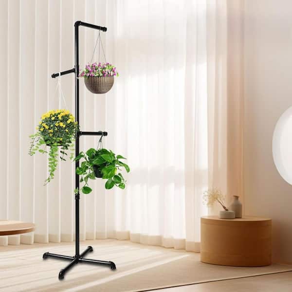 Black Metal Hanger Planters Stand for Garden HPDMS9PVNS - The Home Depot