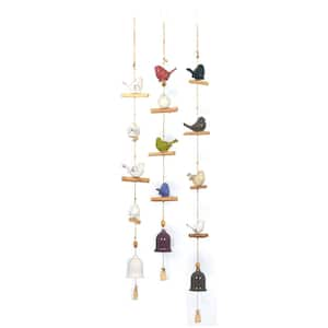 46 in. Oversized White Ceramic Bird Windchime with Bells (3- Pack)