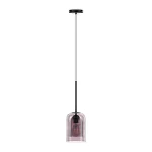 40-Watt 1-Light Black Shaded Pendant Lights Industrial Adjustable Ceiling Hanging Light Fixtures with Glass Shade