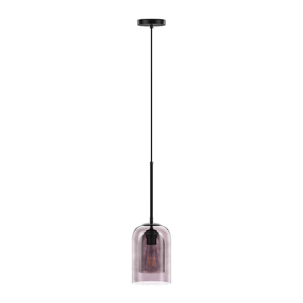 aiwen 40-Watt 1-Light Black Shaded Pendant Lights Industrial Adjustable Ceiling Hanging Light Fixtures with Glass Shade