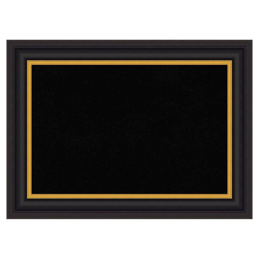 Amanti Art Sierra Black Brown 30 in. x 22 in. Wood Framed Black Cork ...
