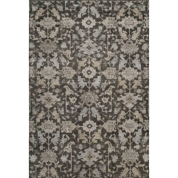 Mayfield Premium Machine Washable Abstract AMF2358 Chocolate 9 ft. x 12 ft. Area Rug