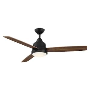 Caprice 52 in. Integrated LED Indoor Matte Black Ceiling Fan with Light Kit and Remote Control