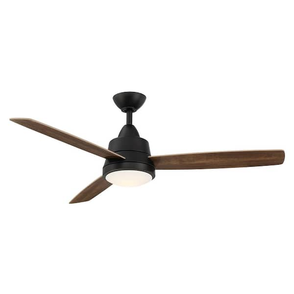 Hampton Bay Caprice 52 in. Integrated LED Indoor Matte Black Ceiling Fan with Light Kit and Remote Control