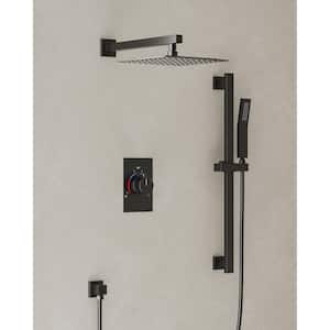2-Spray Wall Mount Dual Shower Head and Handheld Shower with Easy to Install in Matte Black (Valve Included)