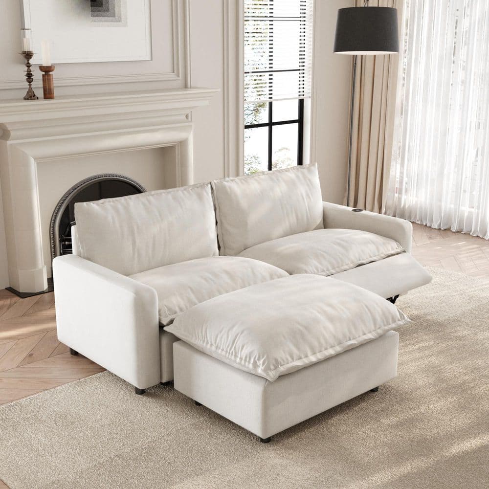 83 in. Square Arm Linen 3-Pieces L-Shaped Modular Sectional Sofa Reclining Sofa with Heat, USB Ports, Ottoman in. Beige price history on PriceWatchPro